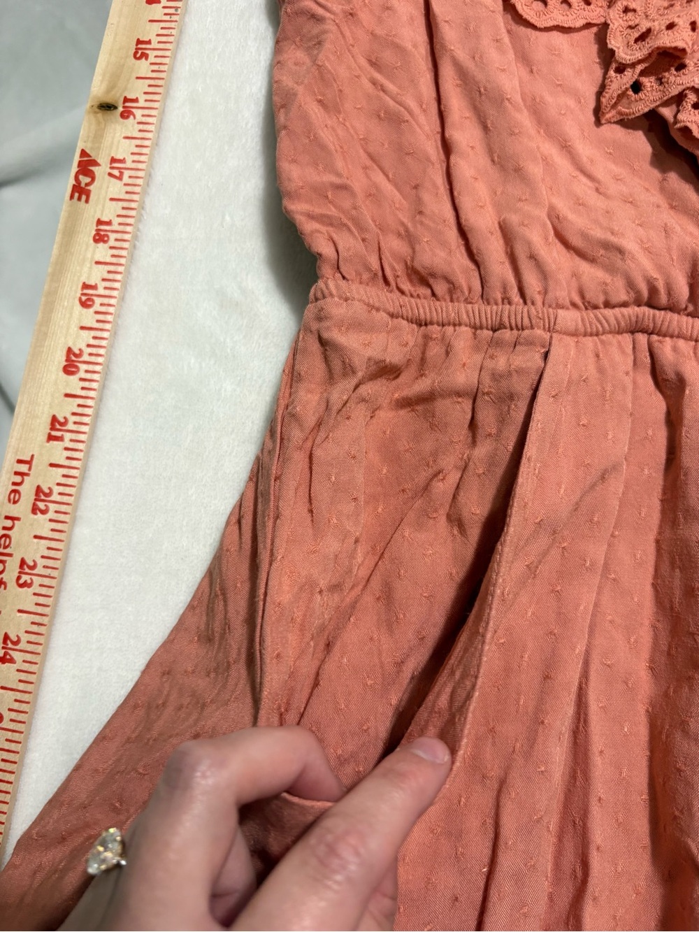 Allie Rose Rust Eyelet Ruffle V-Neck Romper - Picture 6 of 8